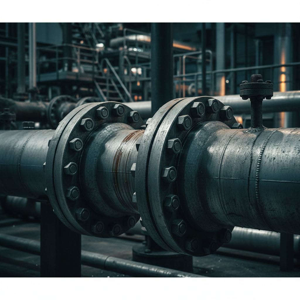 Pipeline flanges with bolts showing Mechanical Torque Equalization technology for industrial applications